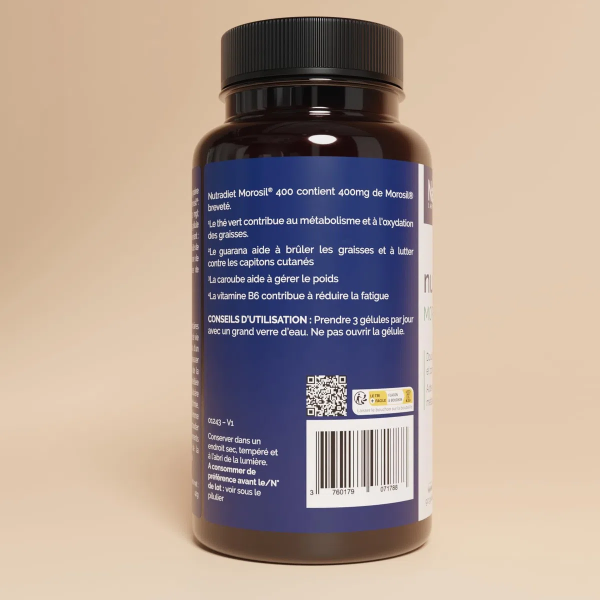 NaturAvignon Morosil 400 | Soutien du métabolisme des graisses | Contrôle du poids | Aide coupe-faim | Morosil, Guarana, Thé Vert, Caroube | 90 gélules minceur efficace