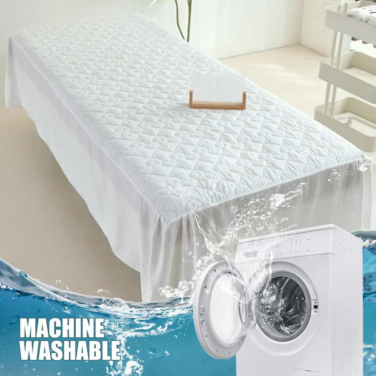 Jupe de lit solide pour table de massage avec trou, doux, doux pour la peau, imperméable, résistant à l'huile, anti-taches, respirant, lit de beauté, couverture complète pour lit de thérapie