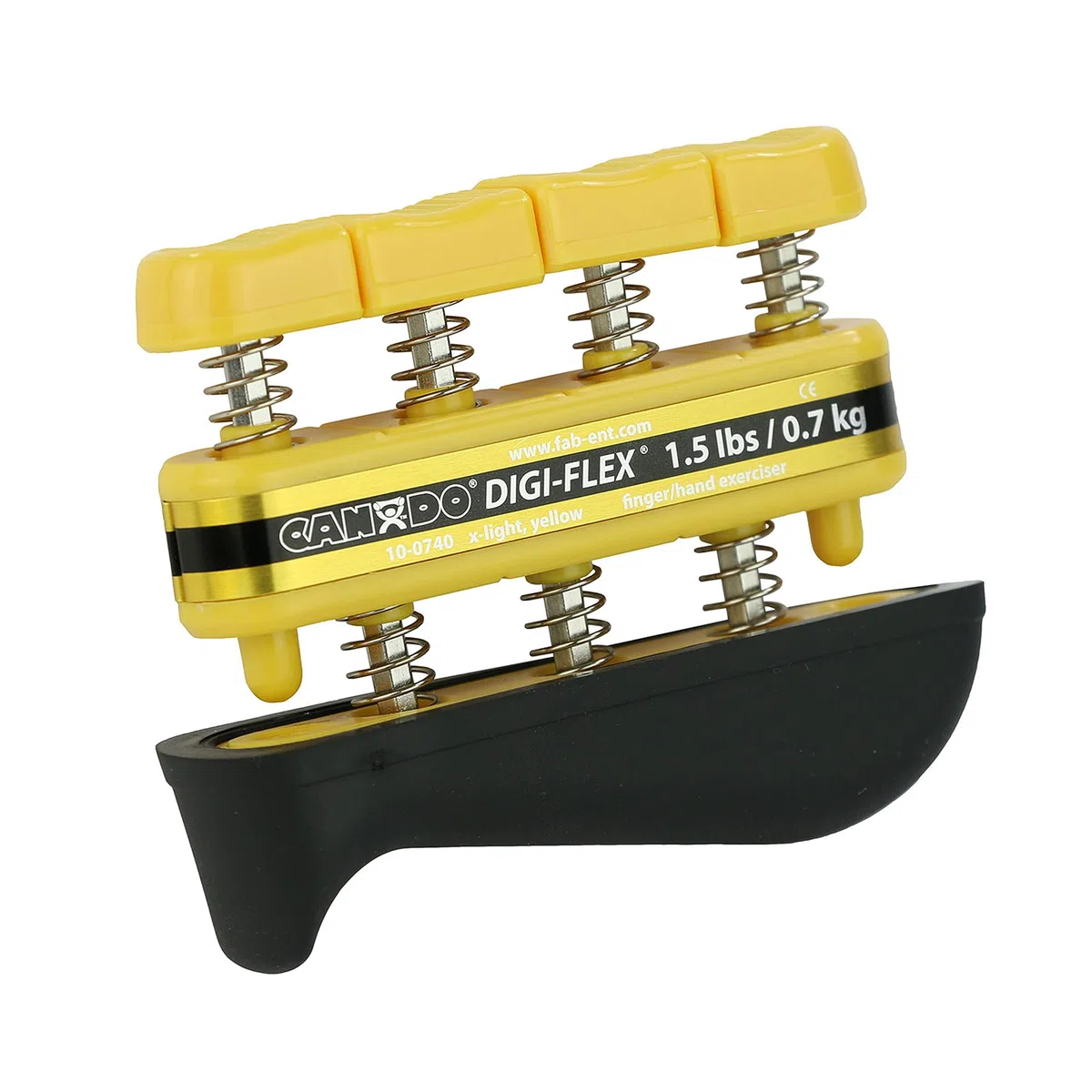 CanDo Digi-Flex Exercisateur de Main, Jaune Résistance Extra Légère, Renforcement des Doigts et de la Main, Résistance de 0,7 kg pour les Doigts / 2,3 kg pour la Main