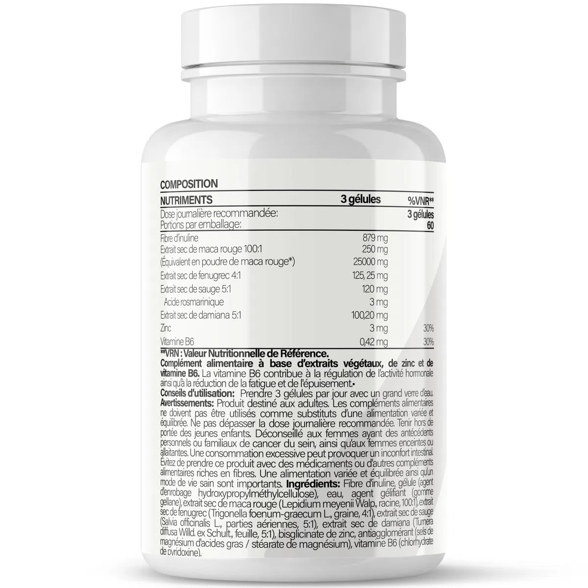 Maca Rouge Femme avec Sauge, Fenugrec et Damiana – Équilibre Hormonal Féminin, Énergie et Bien-être – 25.000 mg Équivalents de Maca Rouge en Poudre – 180 Gélules, 60 Doses – Nyvos