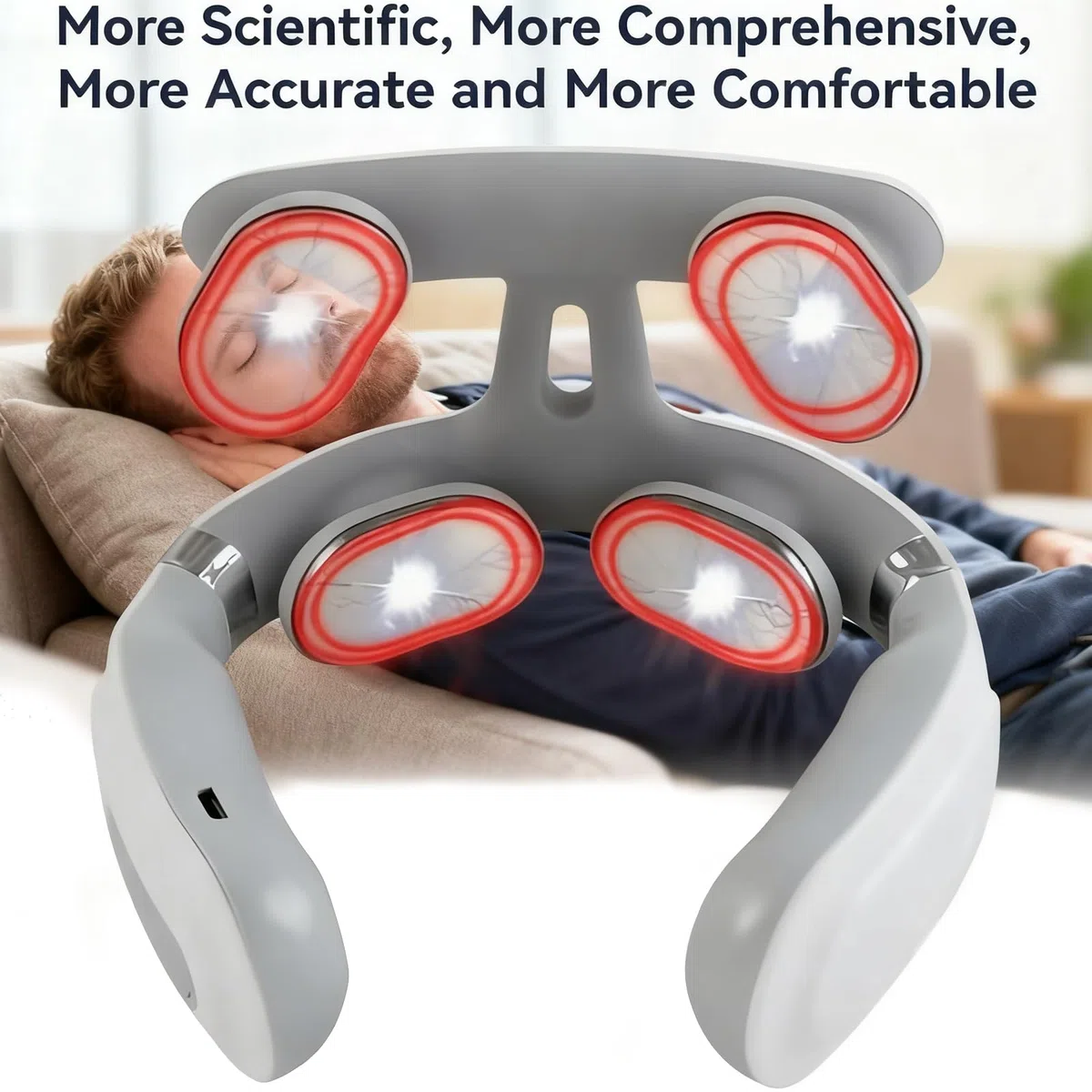 Appareil de massage électrique de la nuque avec 6 modes de massage et fonction chauffante, 16 niveaux d'intensité, masseur de cou rechargeable avec impulsions, appareil de massage portable pour les