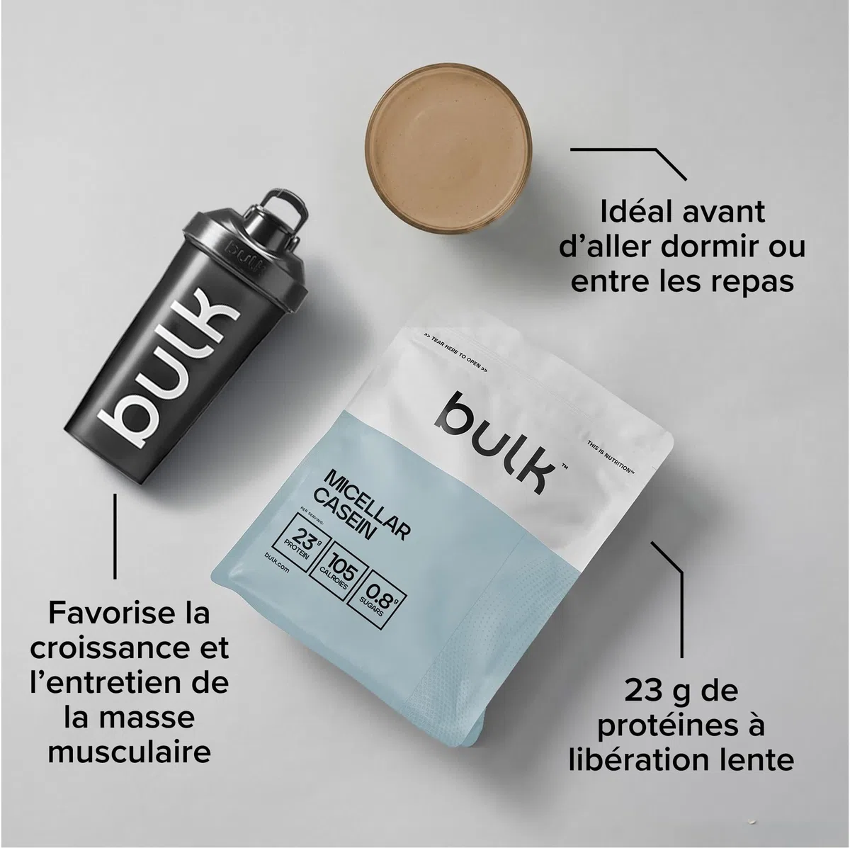 Bulk Caséine Micellaire, Shake protéiné, Protéine en Poudre, Chocolat 500 g
