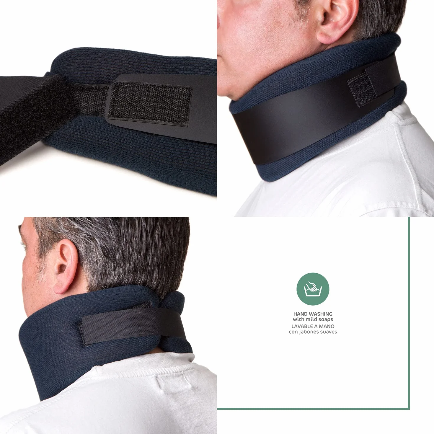 Collier cervical souple - Support de cou avec plaque en polyéthylène réglable, pour plus de rigidité ou de flexibilité - Soulage les douleurs cervicales et de la colonne vertébrale - Bleu