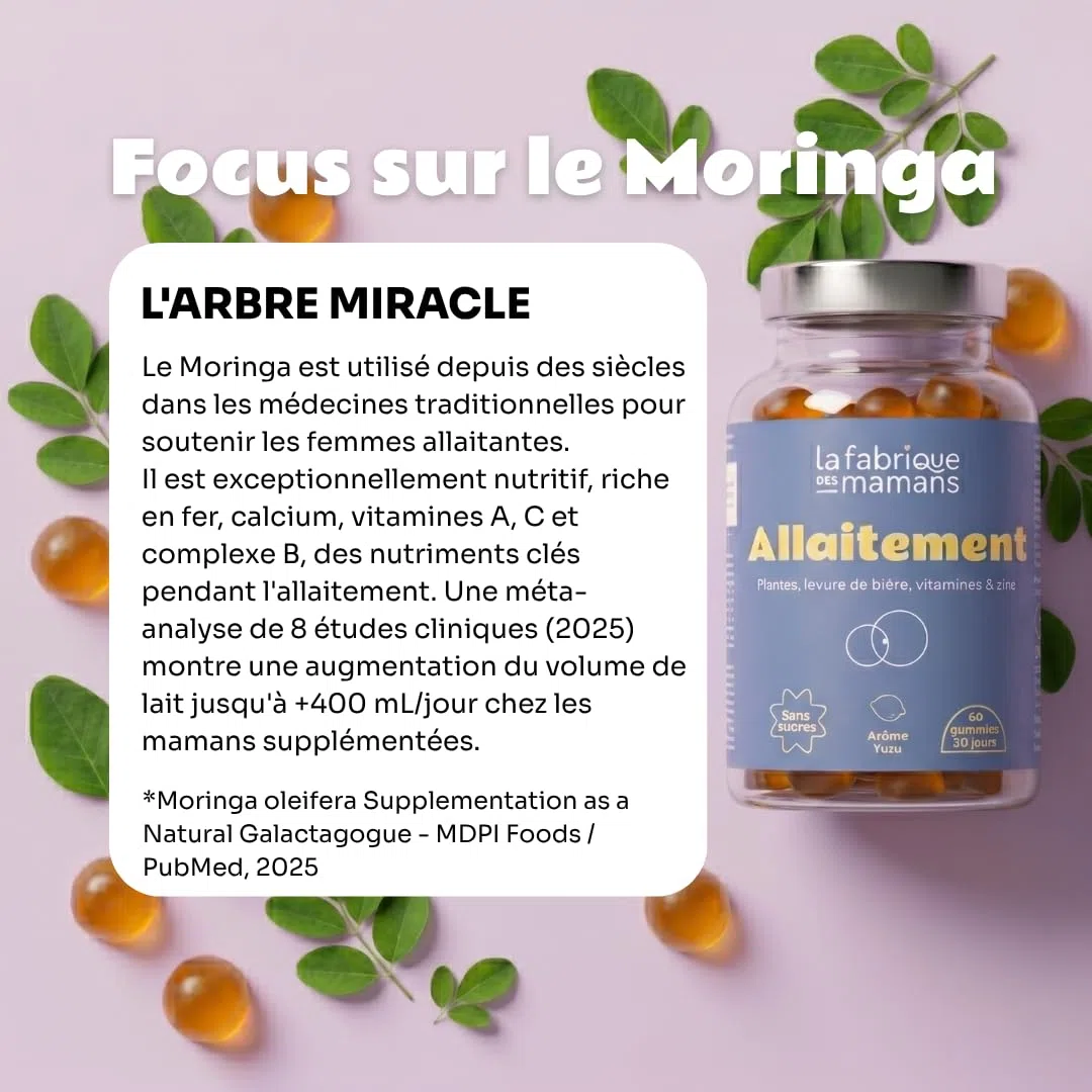 Gummies Allaitement - Soutien Lactation - Réduit la Fatigue - Origan, Moringa, Levure de Bière, Vitamines B & D - Fabriqué en France - 60 Gummies (30 jours) (Lot de 2)