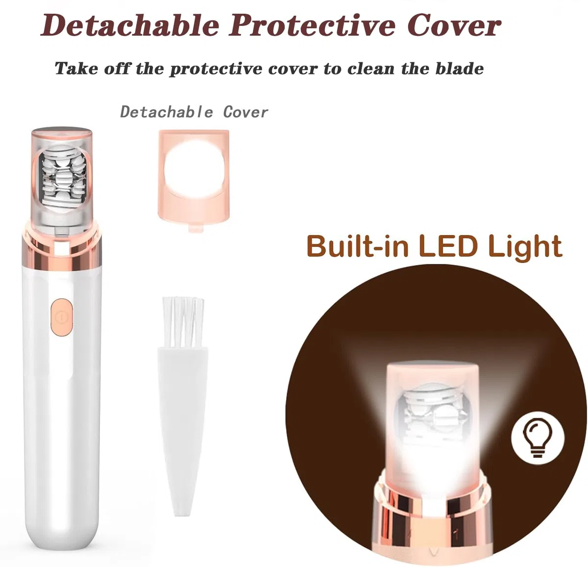 Épilateur Visage Femme, 2 en 1 Épilateur Electrique Femme Portable avec Lumière LED, Épilation Indolore et Très Efficace pour Visage, Bikini, Jambes, Bras