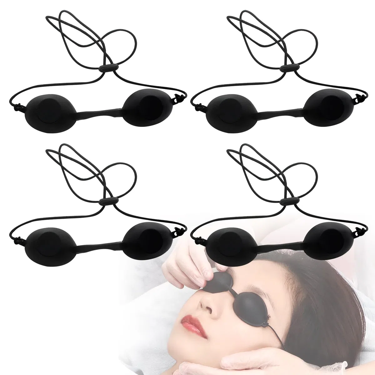4 Pièces Lunettes Bronzage, Lunettes de Solarium, Silicone Souple Durable Confortable, Lunettes de Protections Noir Convient à la Clinique de Beauté ou à la Maison