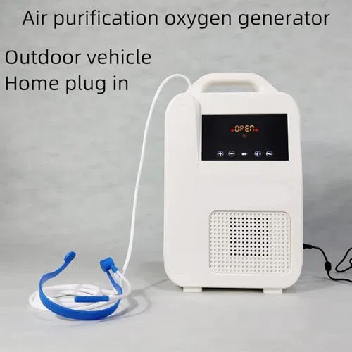 Appareil électrique portable à oxygène – Booster d'air à ions négatifs avec canule et étui de transport – Machine à oxygène compacte pour la maison, les voyages, l'extérieur et la voiture