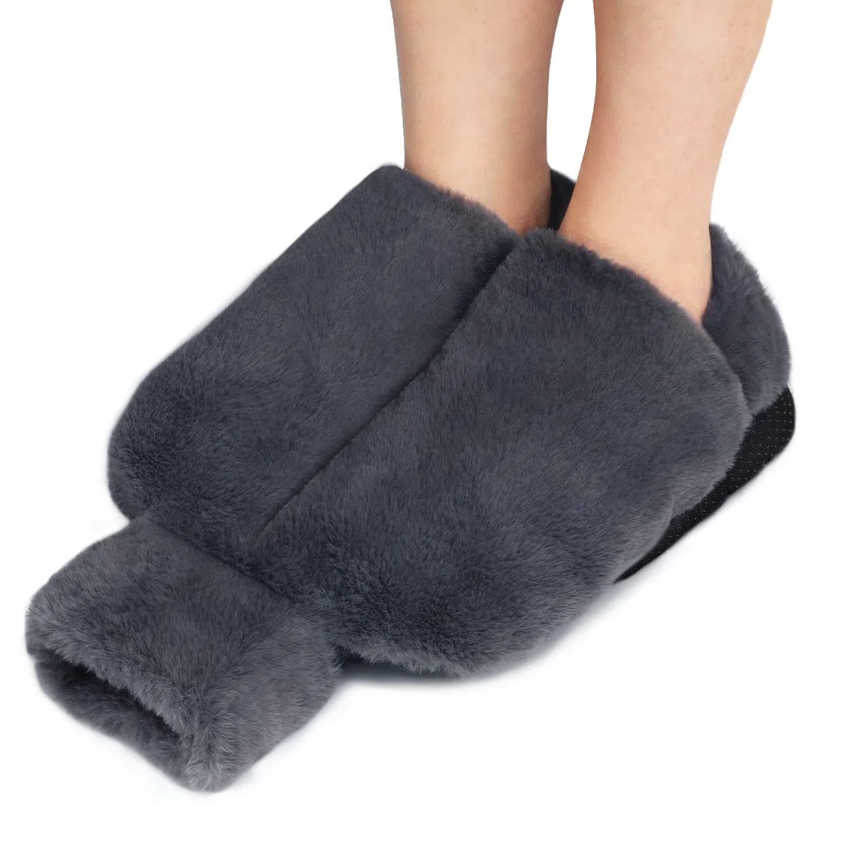 Chauffe Pied, 2L Bouillottes Peluche Non électrique, Chaufferette Pieds Reutilisable Lavable et Amovible, 40x36cm Chausson Chauffant pour Les Pieds, Convient aux Femme Homme (Gris) …
