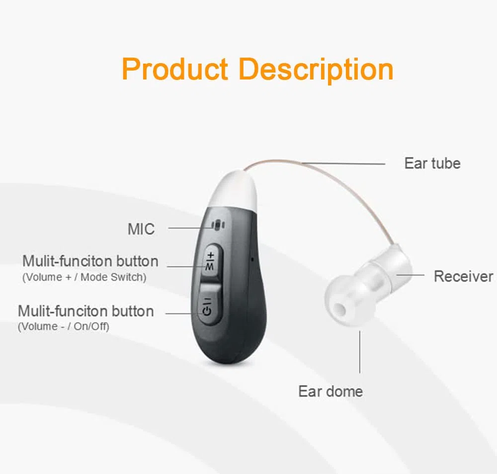 JINGHAO Amplificateur De Son Rechargeable - Paire d'amplificateurs sonores personnels pour contours d'oreille (grey1)
