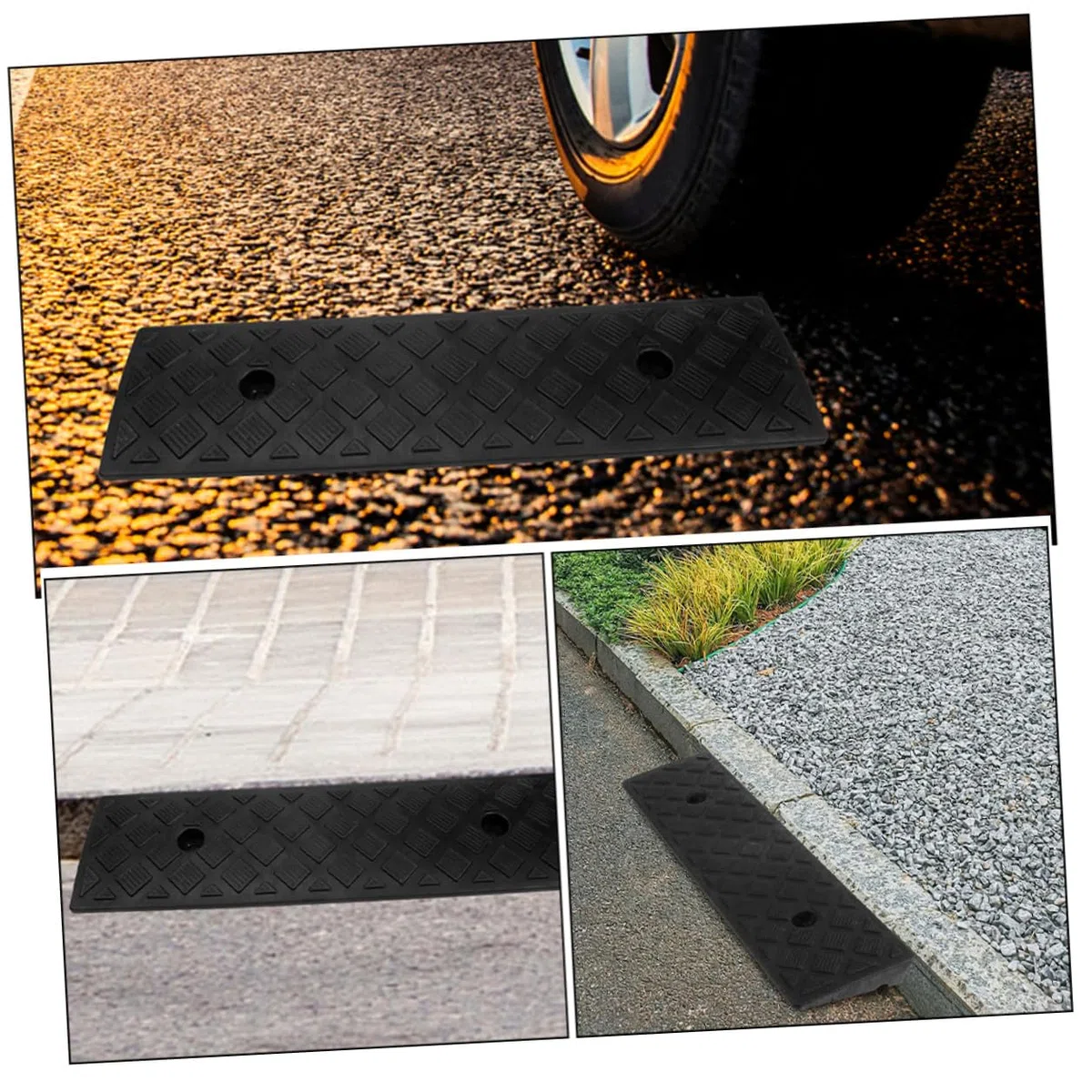 CALLARON Rampe De Seuil Antidérapante 2 Pièces 3 Cm Hauteur en Caoutchouc Et Plastique Épais pour Allée, Trottoir, Garage, Scooter Et Fauteuil Roulant, Accès Véhicule, Usage Intérieur Et Extérieur