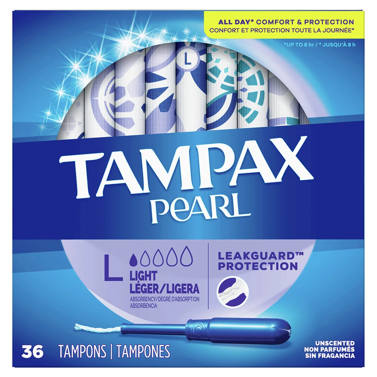 Tampax Pearl Lites Lot de 36 tampons non parfumés