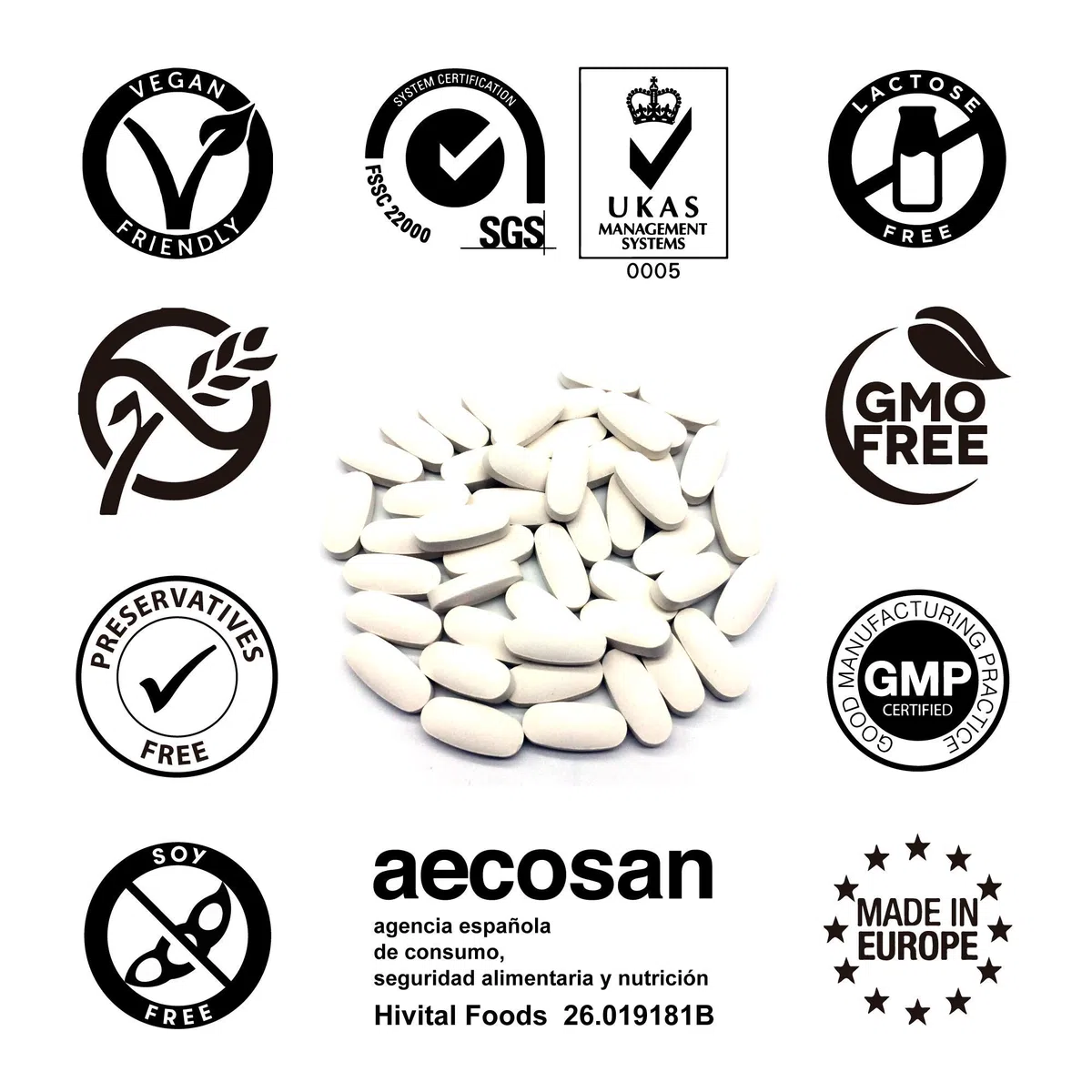EAA Acides Aminés Essentiels. 240 comprimés végétaliens pour 2 mois de traitement. 9 Acides Aminés Essentiels. Fabriqué en Europe par HIVITAL