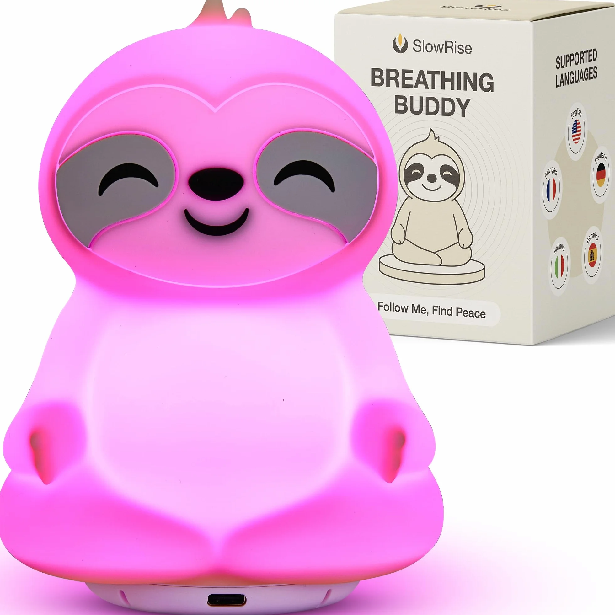 Coach de Respiration Avec Guidage Lumière et Voix – Favorise Sommeil, Relaxation, Concentration et Bien-Être – Respiration Consciente, Pleine Conscience – Instructions Audio Français – Rechargeable