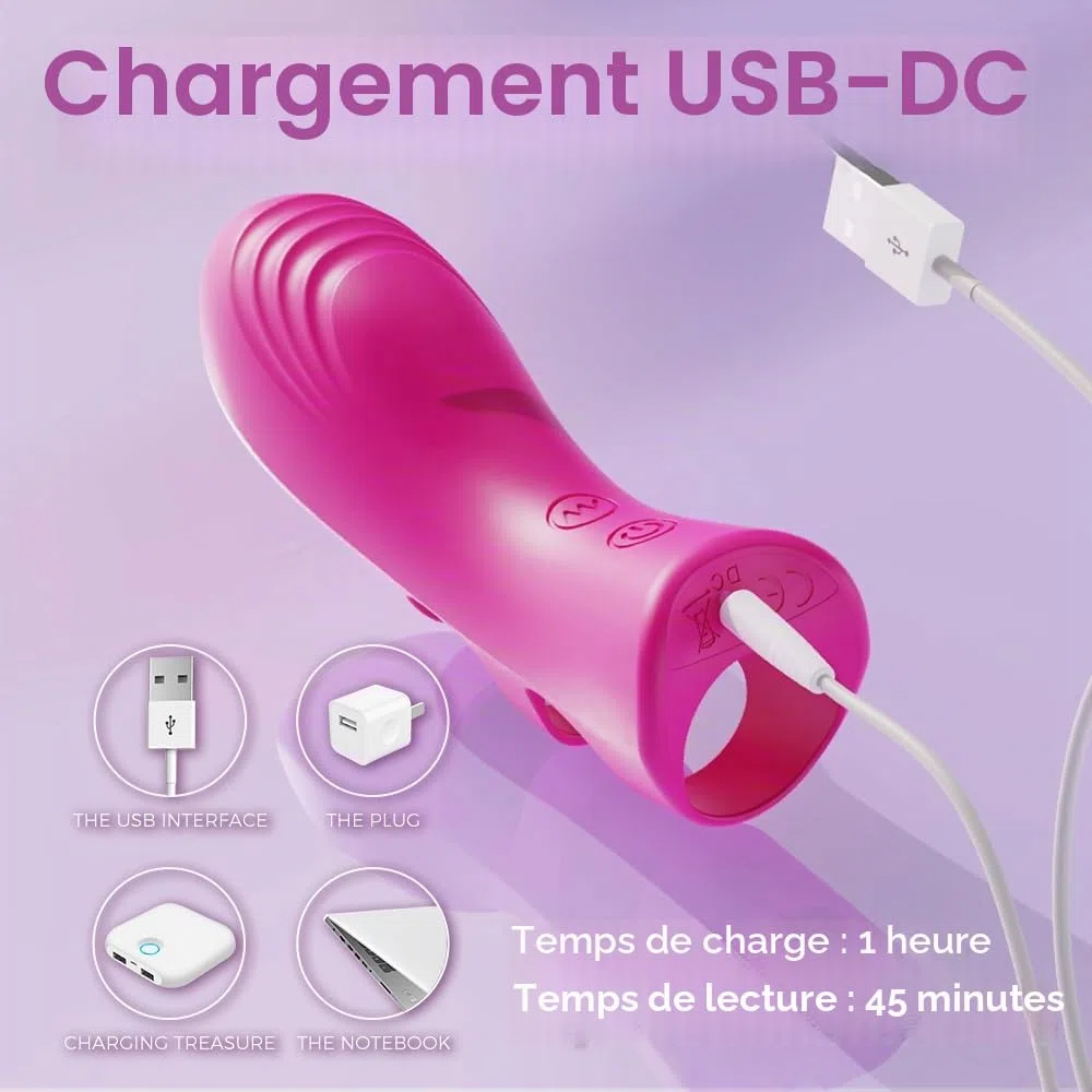 Mini Vibrant Doigts chinois pour Couple, Vibromasseurs Sex Toys pour Stimulateur de Clitoris Femme, Medical Silicone Masseur Point G avec 10 Fonctions de Vibration et de Chauffage (FG-ydl-012)
