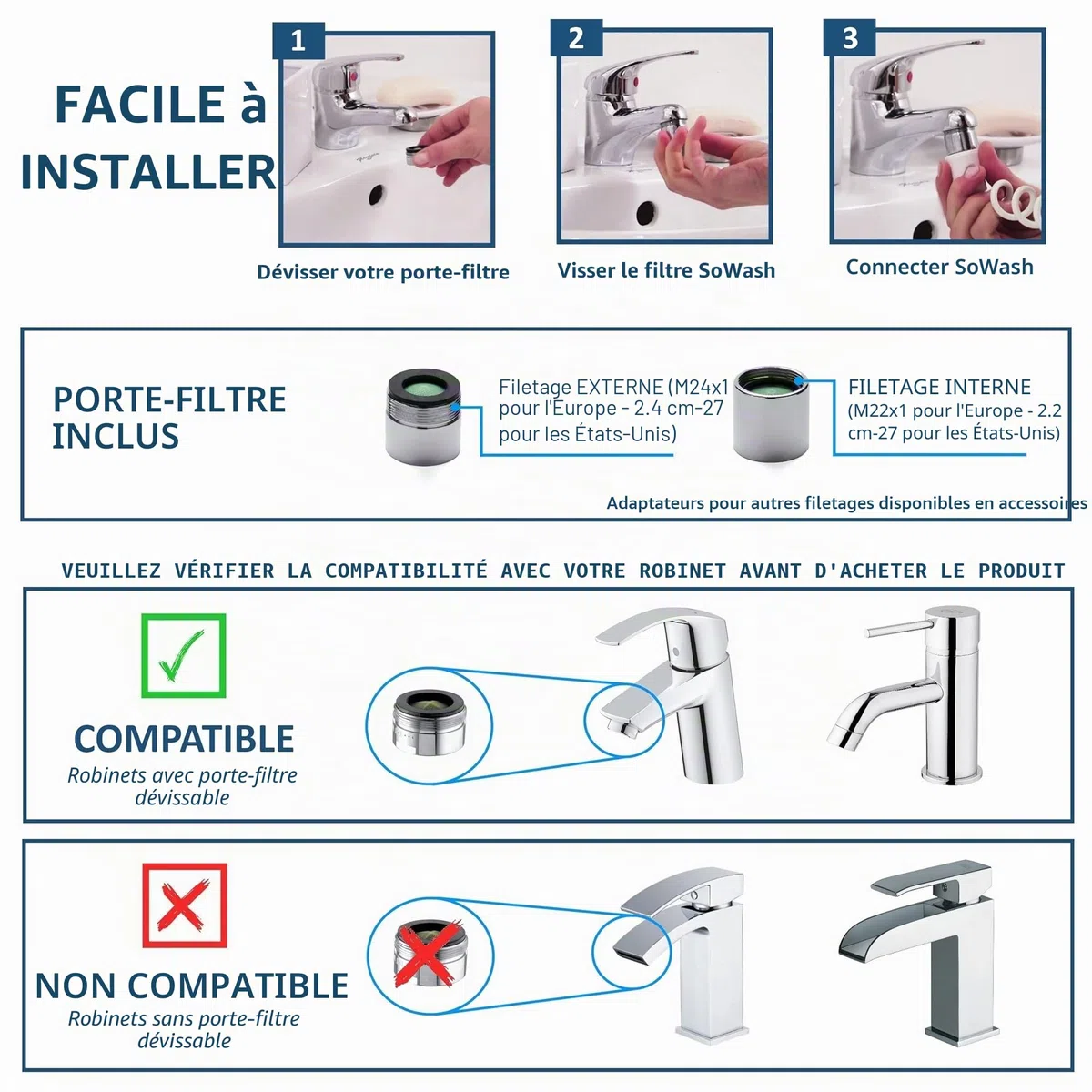 Jet dentaire SOWASH TRIO, Se connecte au robinet, Hydropulseur Dentaire Sans piles ni électricité, 1 tête Vortice + 1 tête de Vortice Brush + 1 tête Hydrojet, Produit italien