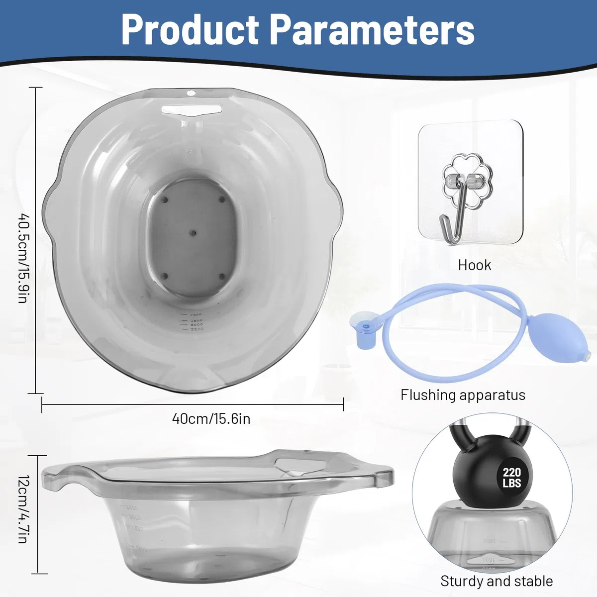 Sitz Baths Siège de salle de bain pour soins post-partum, personnes âgées, handicapées ou traitement des hémorroïdes – Atténuent les infections et soulagent l'inflammation
