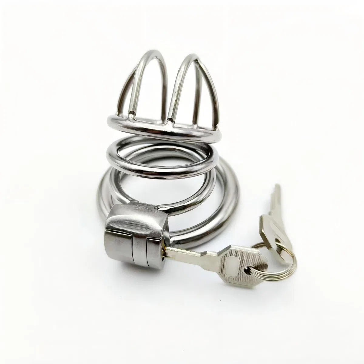 Cage de Chasteté en Métal Cage de Chasteté Pénis avec 3 Ring de Tailles Différentes et Serrures Invisibles Chastity Cage avec Grande Ouverture pour La Ventilation Sex Toys Cage Chastetée (Large)