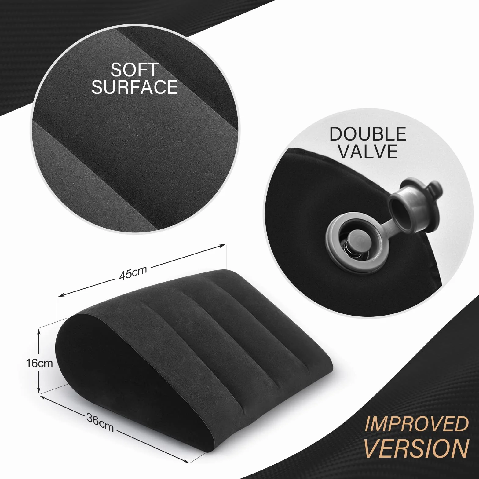 Prosixtoy Coussin Sexe Oreiller Gonflable - Coussin de Position Sexe Gonflable pour un Soutien en Profondeur des Positions, Jouet Sexuel Gonflable Mobilier Érotique pour Hommes, Femmes, Couples(Noir)