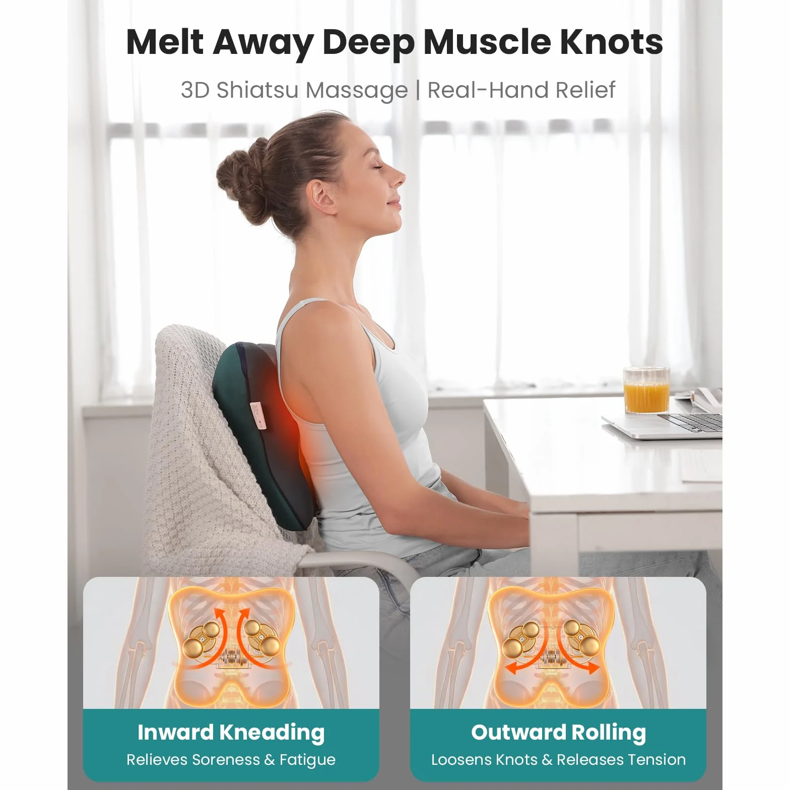 Bob and Brad EZBack Masseur Cervical, Coussin Massage Dos et Cou Épaules avec chaleur, Appareil de Massager Shiatsu Électrique, Massage et Relaxation Cadeaux pour Femme Homme