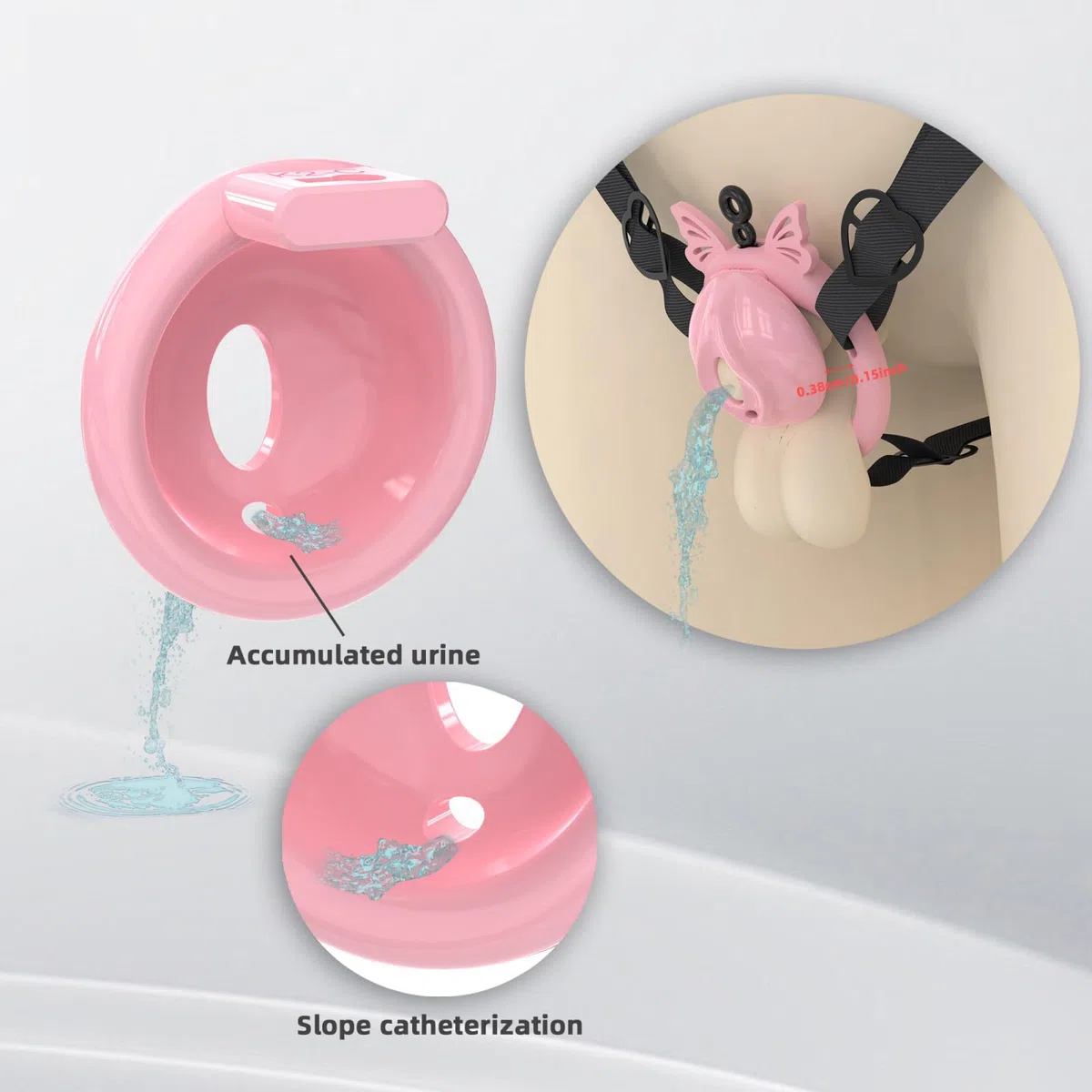 Cage de Chasteté pour Pénis Sex Toys Chastity Cage man en Résine avec Cathéter et 4 Anneaux en Silicone Cage Chastetée Légère avec Serrure Dissimulée et Ceinture pour Bondage le Pénis (A)