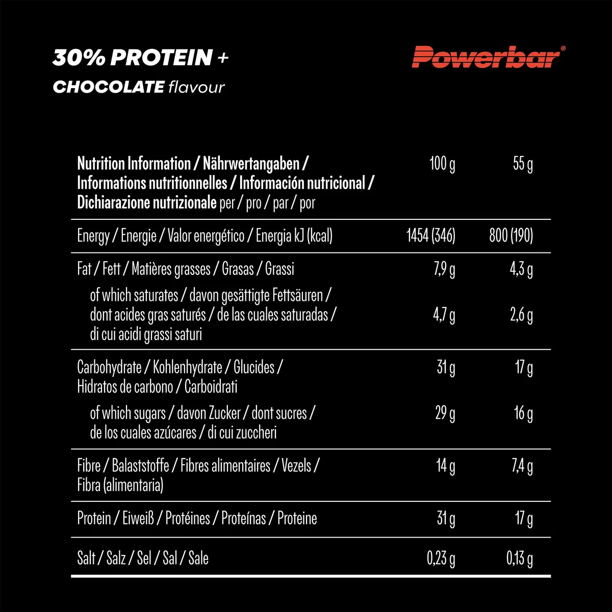 PowerBar Protein Plus Barre 30% Proteinplus Goût Chocolate 15 Barres