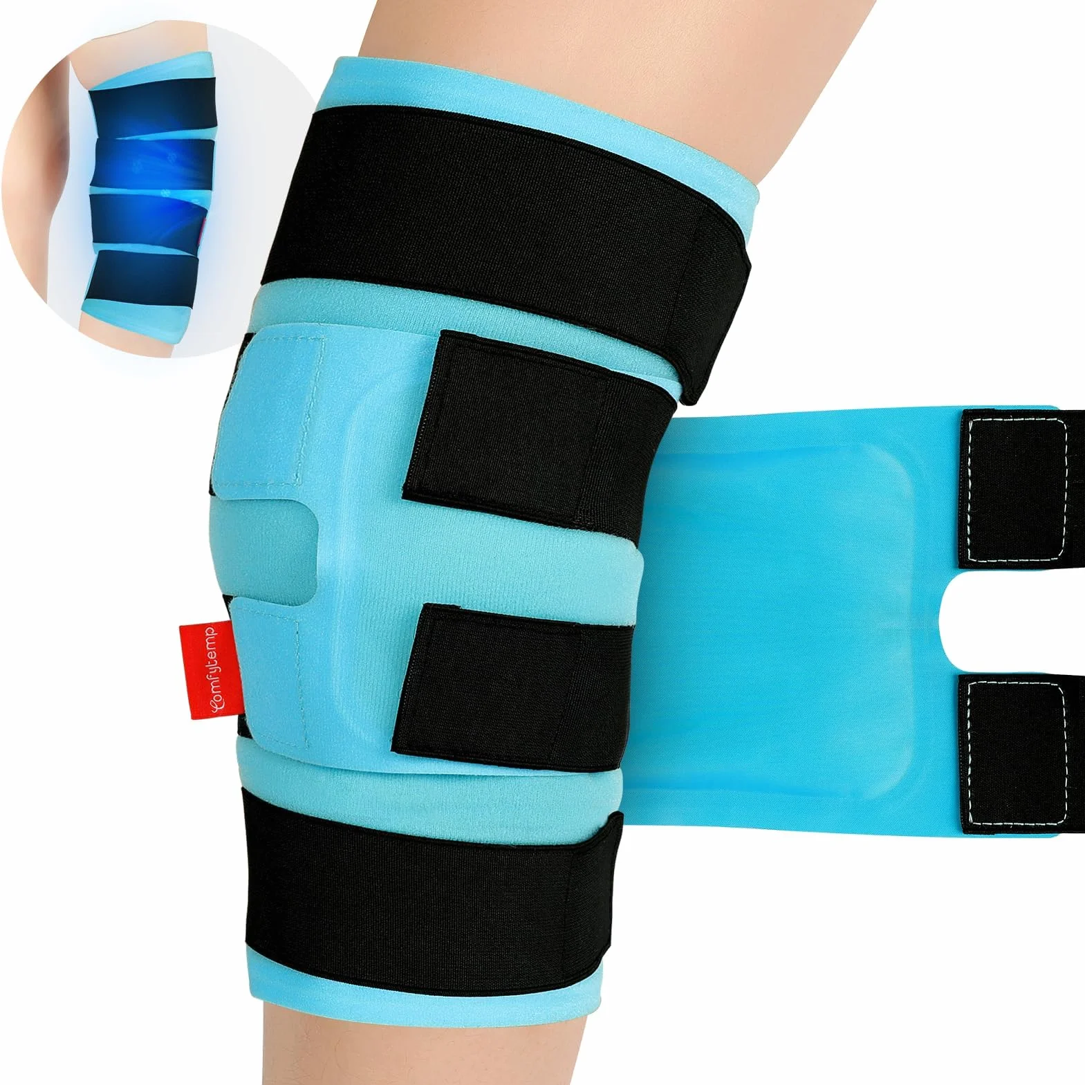 Comfytemp Grande Poche de Glace pour Genou Réutilisable, Thérapie par Compresses Froides pour les Blessures, Soulagement de la douleur, la Chirurgie de Remplacement, l'Arthrite, Gonflements, Entorses