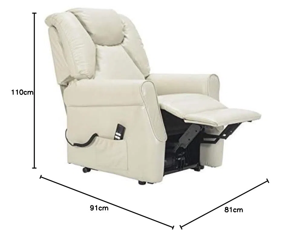 Sime Betty Fauteuil Relax Releveur Électrique - 2 Moteurs, Cuir, Dispositif Médical, Système de Roue, Siège à Micro-Ressorts, Pour Personnes Âgées - Beige