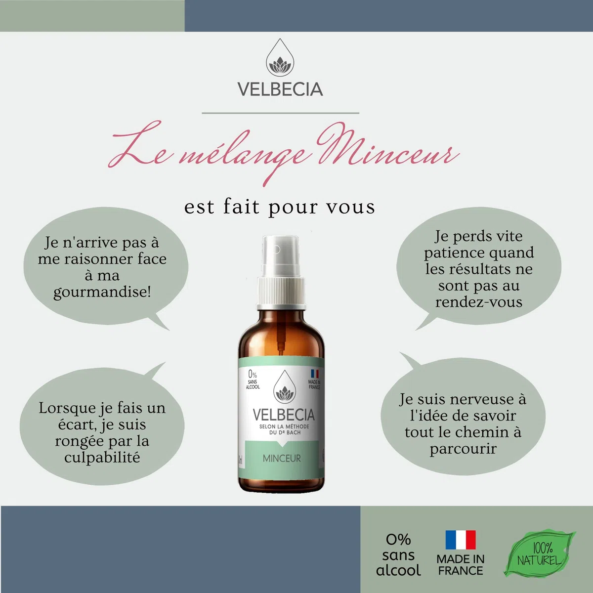 Velbecia® - Elixirs floraux Minceur - Perte de poids 30 ml +1 OFFERT - SANS ALCOOL - Selon la méthode originale du Dr Bach - Pour éviter le grignotage, rester motivée, pour éviter la tentation
