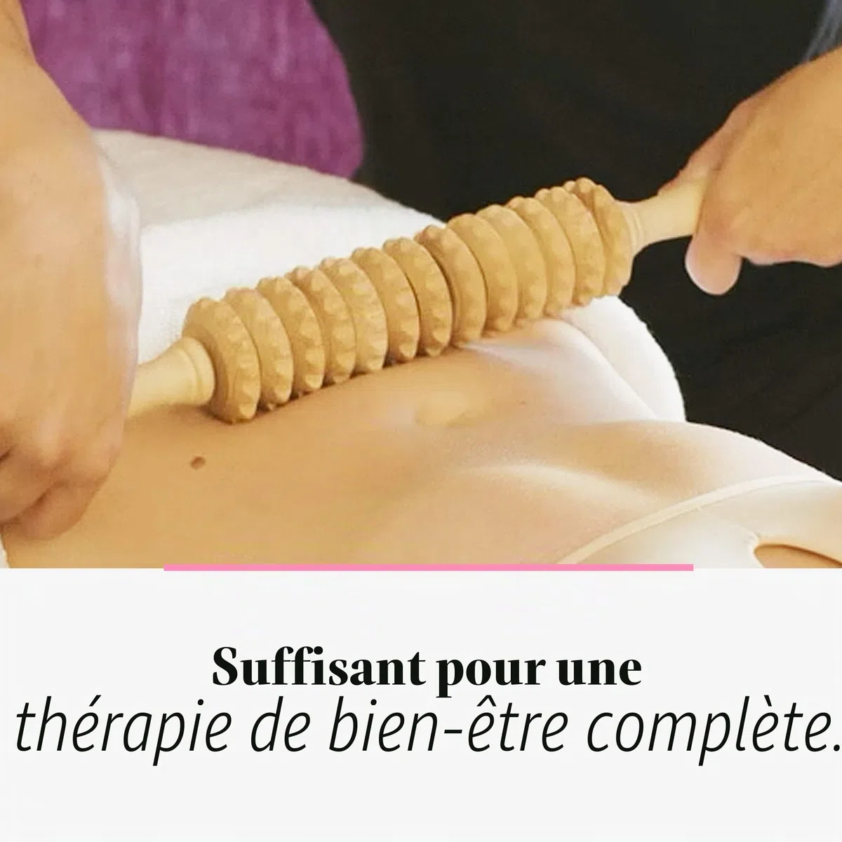 Tuuli Accessories Anti Cellulite Masseur Rouleau de Massage Appareil Maderothérapie Bois 40 cm