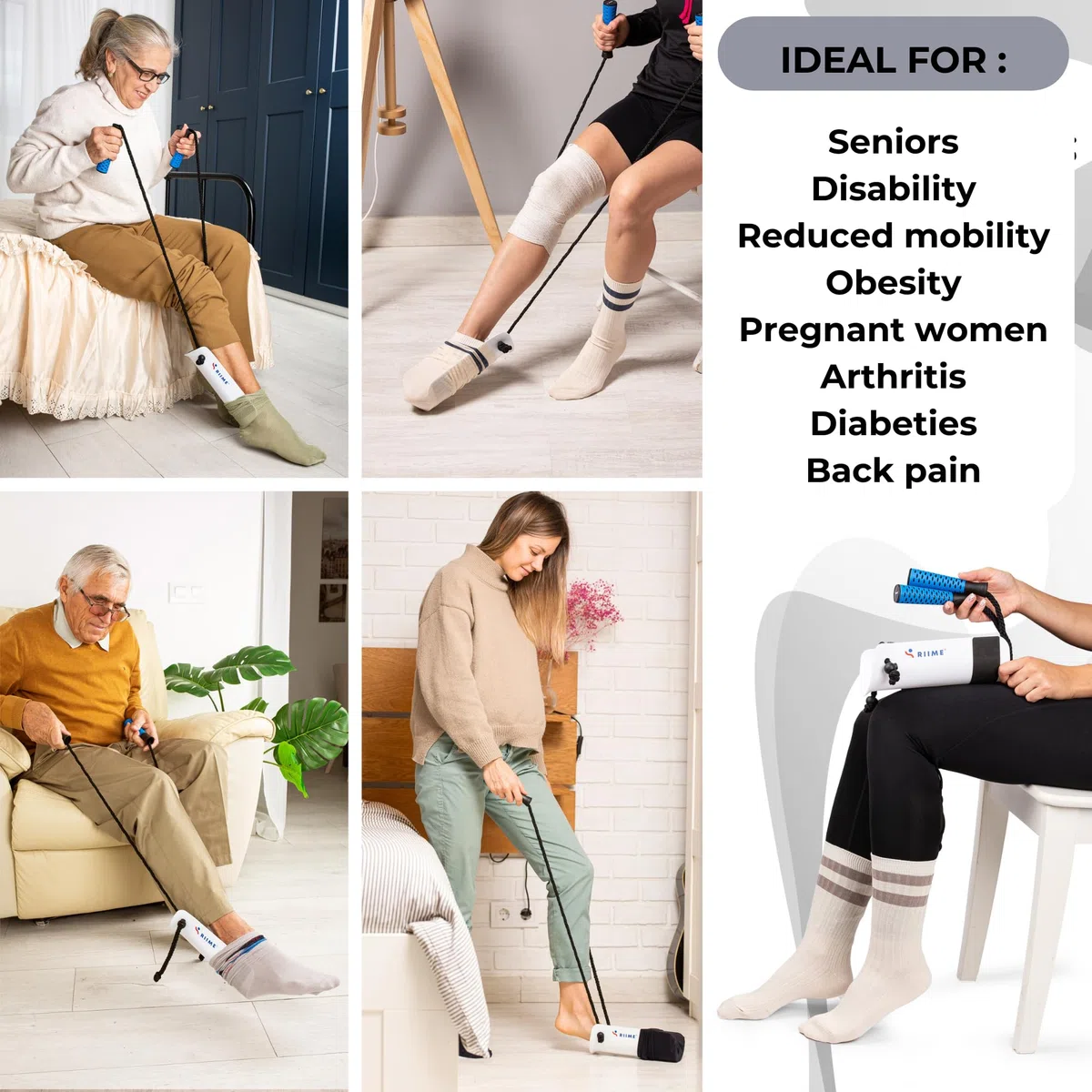 Enfile Chaussette – Appareil pour Mettre les Chaussettes sans Effort – Enfile-Chaussettes pour Personne Agee –Douleurs Dos – Idéal Seniors – Handicap – Mobilité Réduite