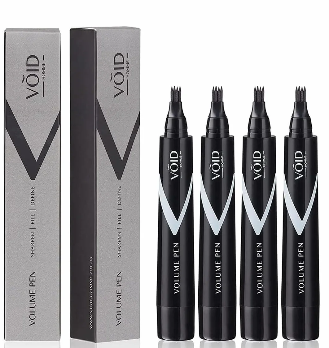 VOID Homme - Stylo de volume de barbe, anti-transpiration et imperméable, stylo de remplissage de barbe anti-taches pour un look naturel (Noir)