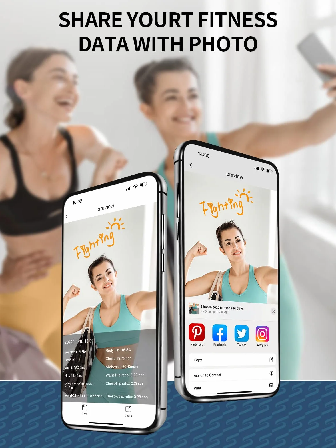 Slimpal Mètre ruban intelligent FSA HSA approuvé, outil Bluetooth rétractable pour la surveillance de la graisse corporelle IMC