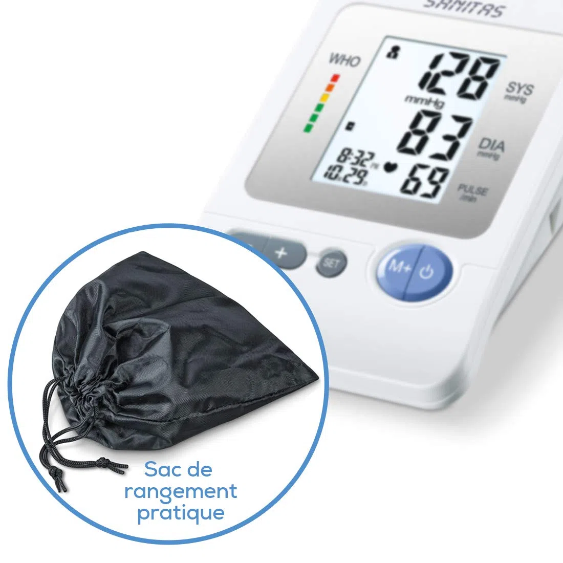 Sanitas SBM 21 Tensiomètre à bras, mesure entièrement automatique de la tension artérielle et du pouls au bras avec détection de l'arythmie