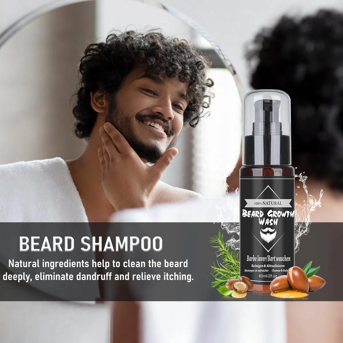 Kit Soins Barbe pour Hommes 11 en 1 Kit Barbe Homme Complet avec Shampoing, Huile, Crèmes de Barbe, Brosse à Barbe, Ciseaux, Rouleau Barbe, Rasoir, Kit Entretien, Coffret Cadeaux - Noir Classique