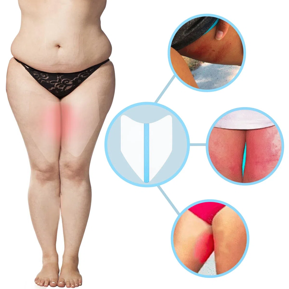 Lot de 10 autocollants anti-frottement pour l'intérieur de la cuisse, coussinets anti-friction, bandes invisibles de cuisse, patchs de protection transparents pour la peau