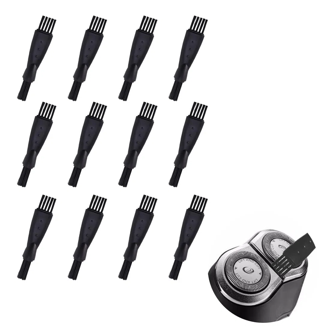 Razor Brush, 12 Pcs Brosses de Nettoyage de Rasoir, Brosse de Nettoyage pour Rasoir Double Tête, pour Enlever Les Résidus de Barbe et la Poussière