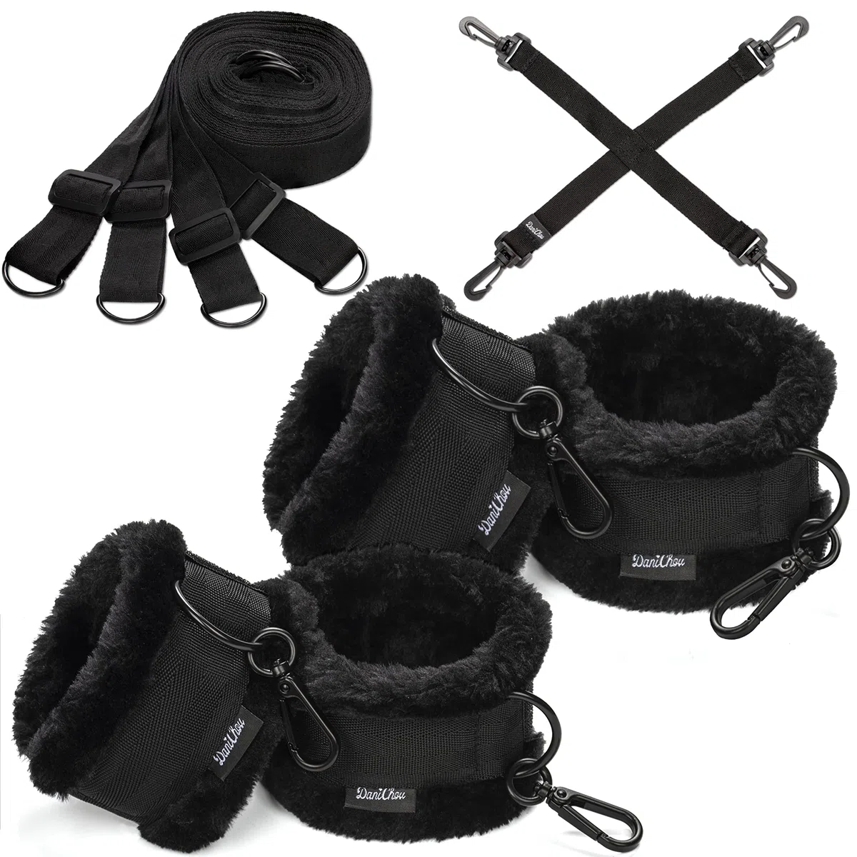 Premium Menottes sex adulte lit, peluche extra & mousquetons exclusifs, attache lit sex adulte & BDSMS Set, fouet sex adulte, jeux couple, kit BDSM, jeu couple, BDSMS set couple