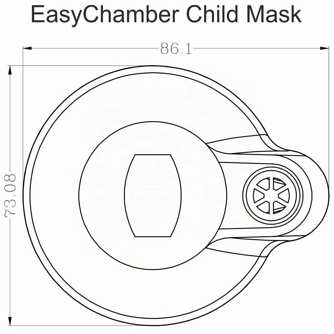 Dispositif d'espacement antistatique avec masque pour enfant, chambre d' Inhalateur, à utiliser avec l'inhalateur doseur, sans BPA ni latex.