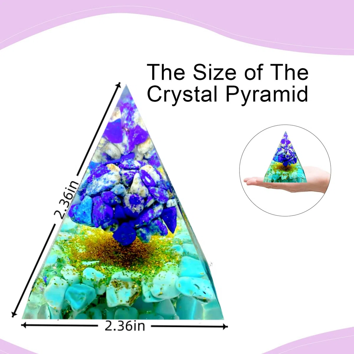 Bijoux de cristal Arbre de vie Pyramide d'Ogoni,Pyramide cristals Guérison Ogonite Turquoise Lapis-lazuli,Utilisé pour réduire le stress équilibrer les chakras Méditer pour attirer la chance