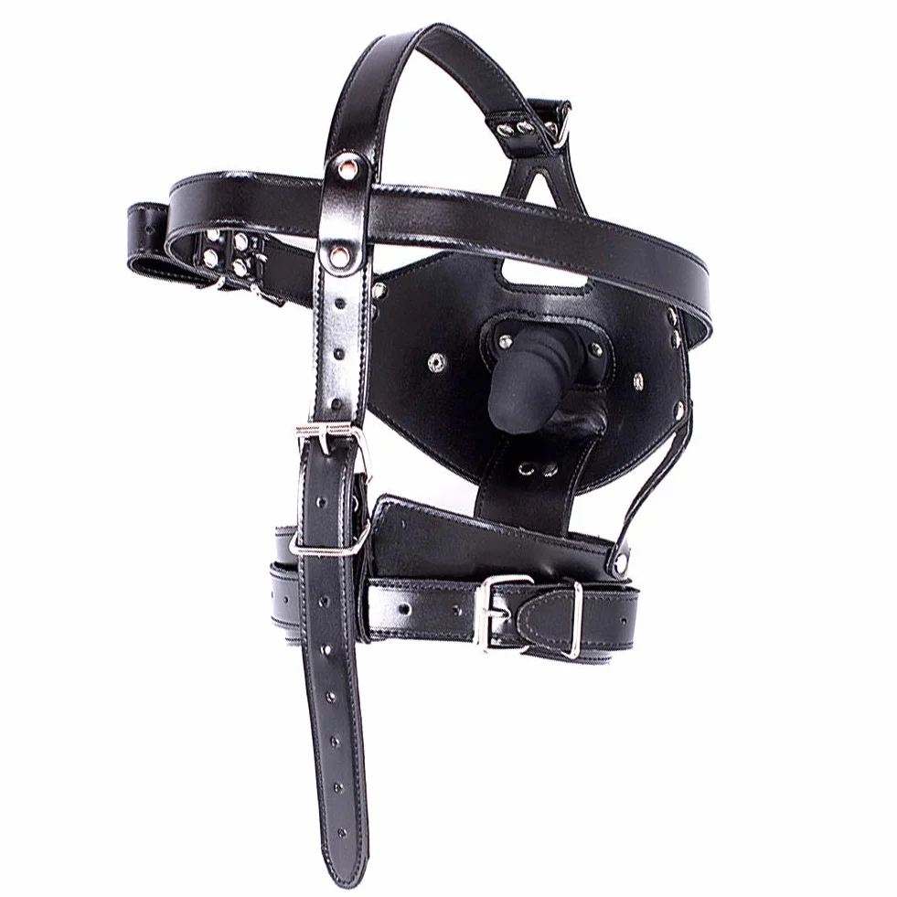 SXOVO SM Capot de tête avec Bouche Bâillon Capot de tête Bondage à Capuche en Cuir Réglable Jouets Sexuels Esclaves Fétichistes érotiques pour Couples