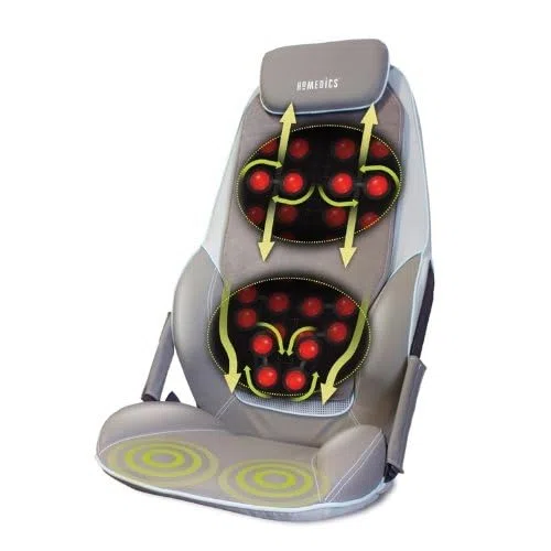 HoMedics Appareil de Massage shiatsu pour Le Dos et Les épaules - Fauteuil de Massage réglable, Tension 3 réglages de Zone, Tout, Muscles du Haut et du Bas du Dos, Vibration, Chaleur apaisante - Gris