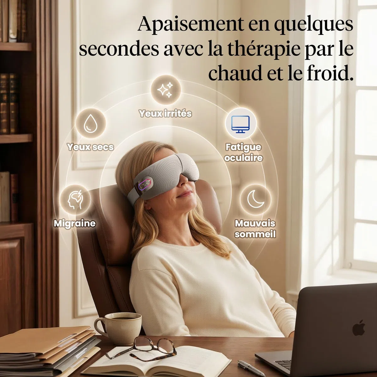 BOB AND BRAD EYEFLOW masseur oculaire avec chaleur et froid, masque massage yeux à compression froide semi-conductrice pour soulager la migraine, sécheresse et fatigue, cadeau pour hommes femmes