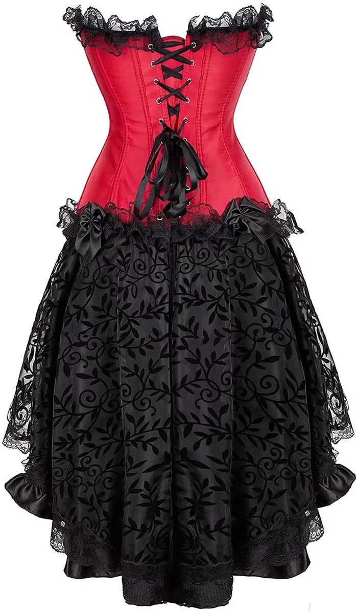 Josamogre Corset Jupe Bustier Robe Femmes Sexy Dentelle Floral Guêpière Grande Taille Halloweenn