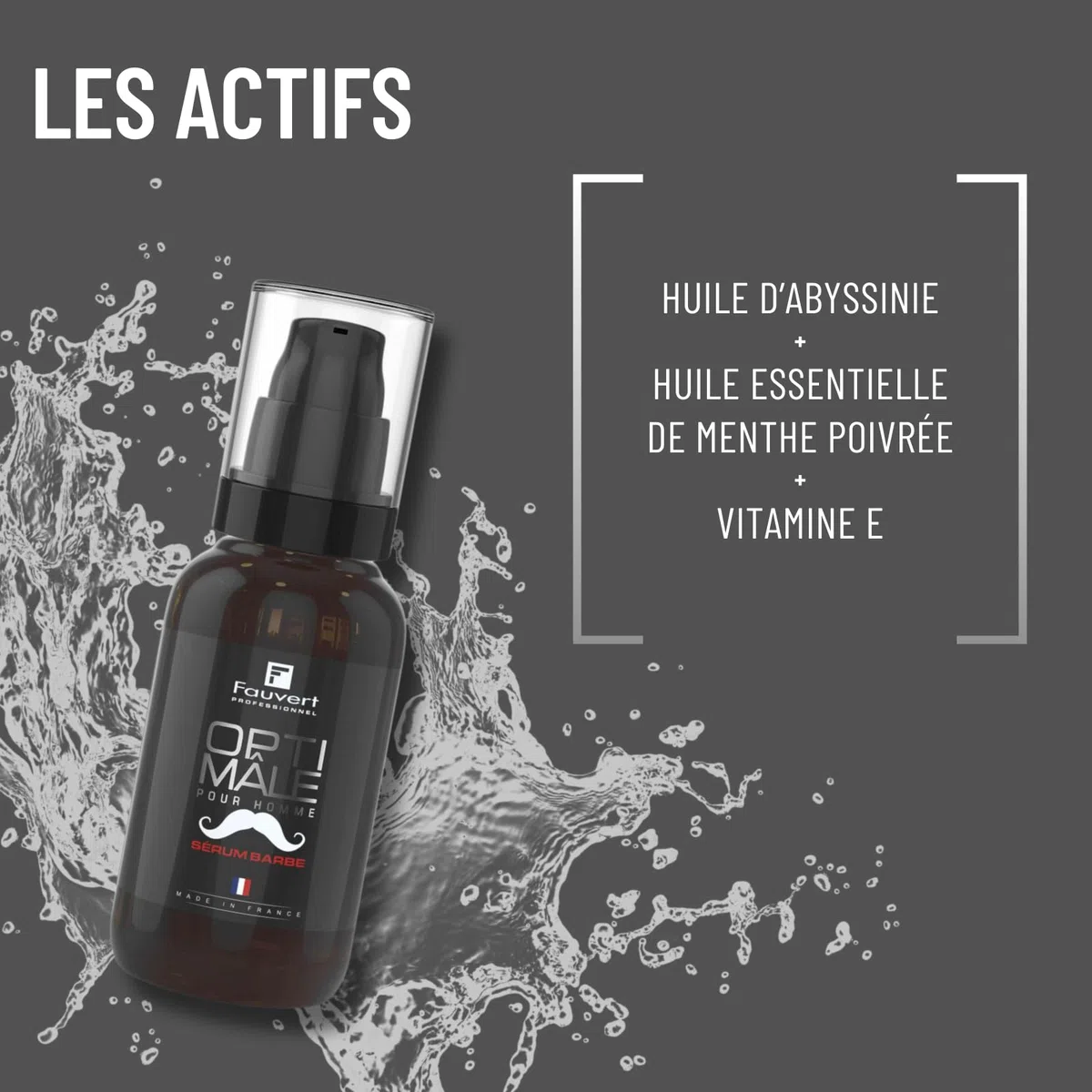 Fauvert Professionnel Sérum Barbe - Soin Barbe Homme Nourrissant & Adoucissant - Produit Barbe Homme - Huile d’Abyssinie et Huile Essentielle de Menthe Poivrée - Fabriqué en France - 100 ml