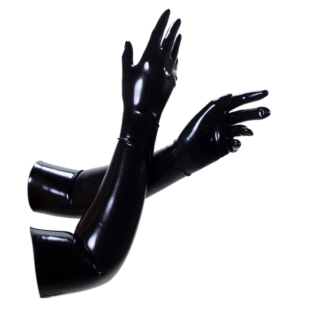 Rubberfashion - Paire de gants sexy en latex pour pratiques sexuelles - unisexe - longueur coude SECOND CHOIX - noir 0.4 Medium