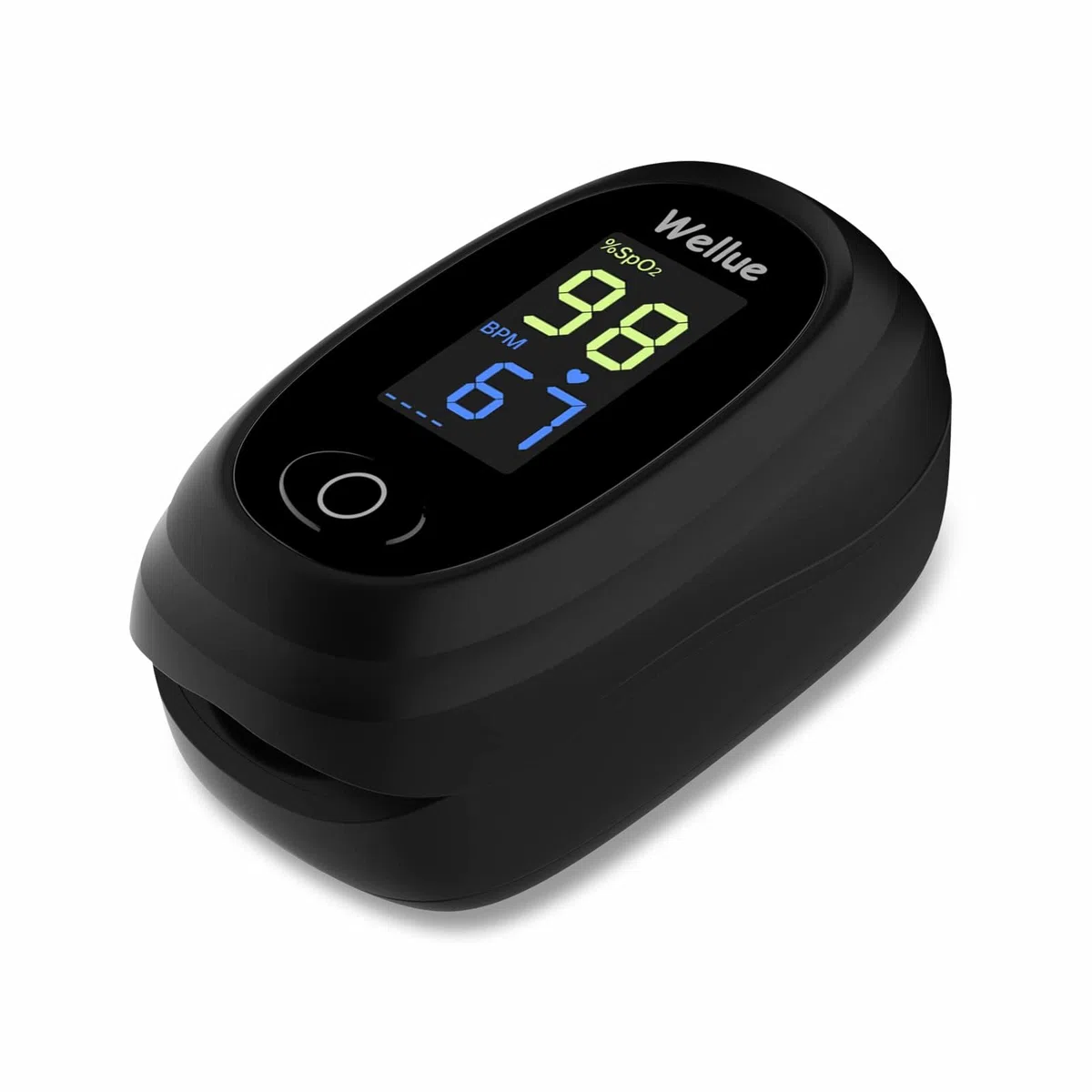 Oxymètre de Pouls, Oxymètre de Doigt, Pulsoximetre, Mesureur de saturation en Oxygène au doigt, Saturomètre Portable avec Moniteur de Fréquence Cardiaque pour Mesurer SpO2, PR, Piles Inclus Noir