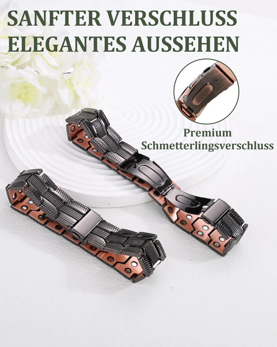 BioMag Bracelet magnétique pour homme en cuivre pur 99,99 % - Bracelet de thérapie magnétique avec outil de réglage de la taille gratuit pour une longueur de poignet individuelle