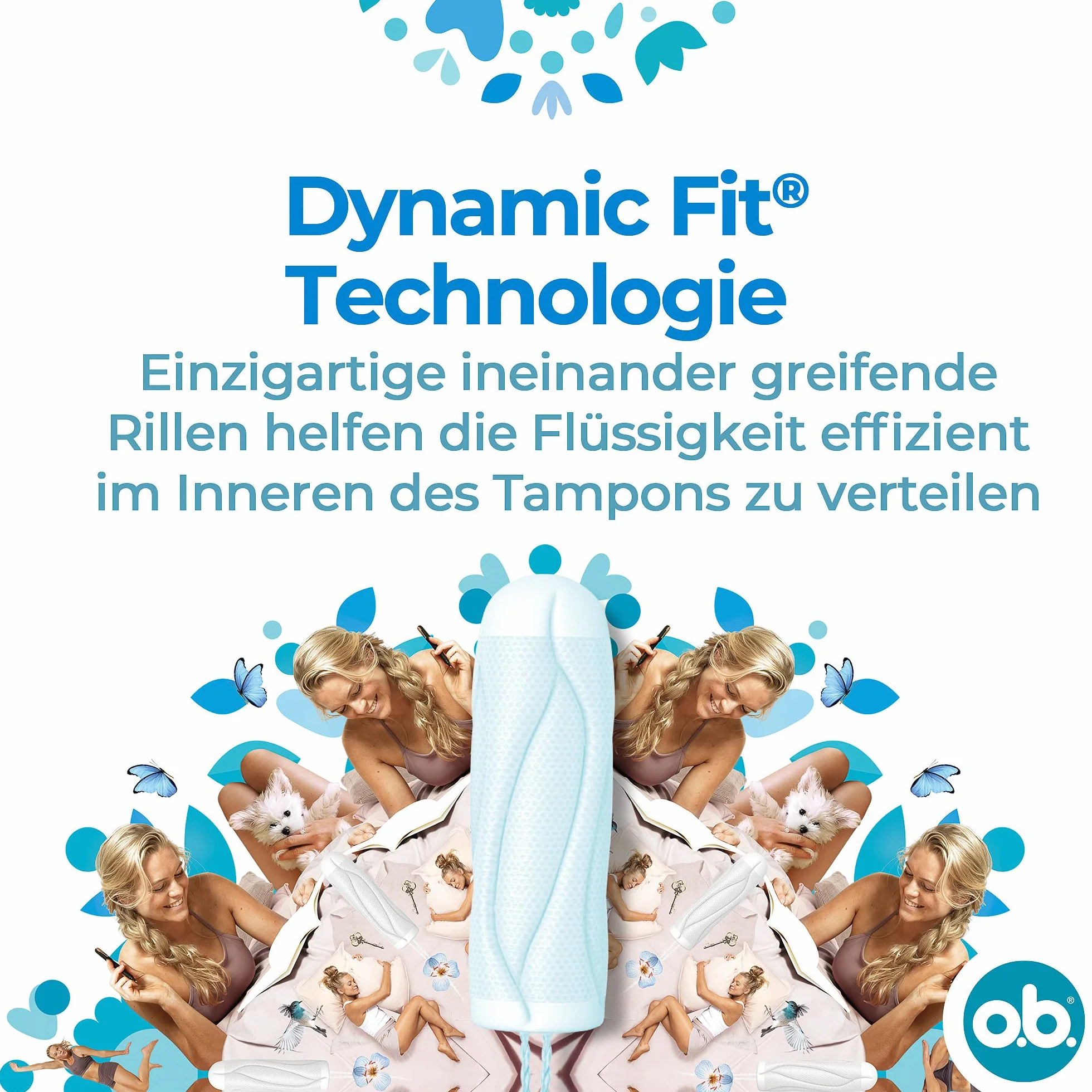 o.b. ProComfort Plus Lot de 54 tampons pour les journées fortes, surface SilkTouch et technologie Dynamic Fit pour plus de confort et de protection fiable pendant les règles