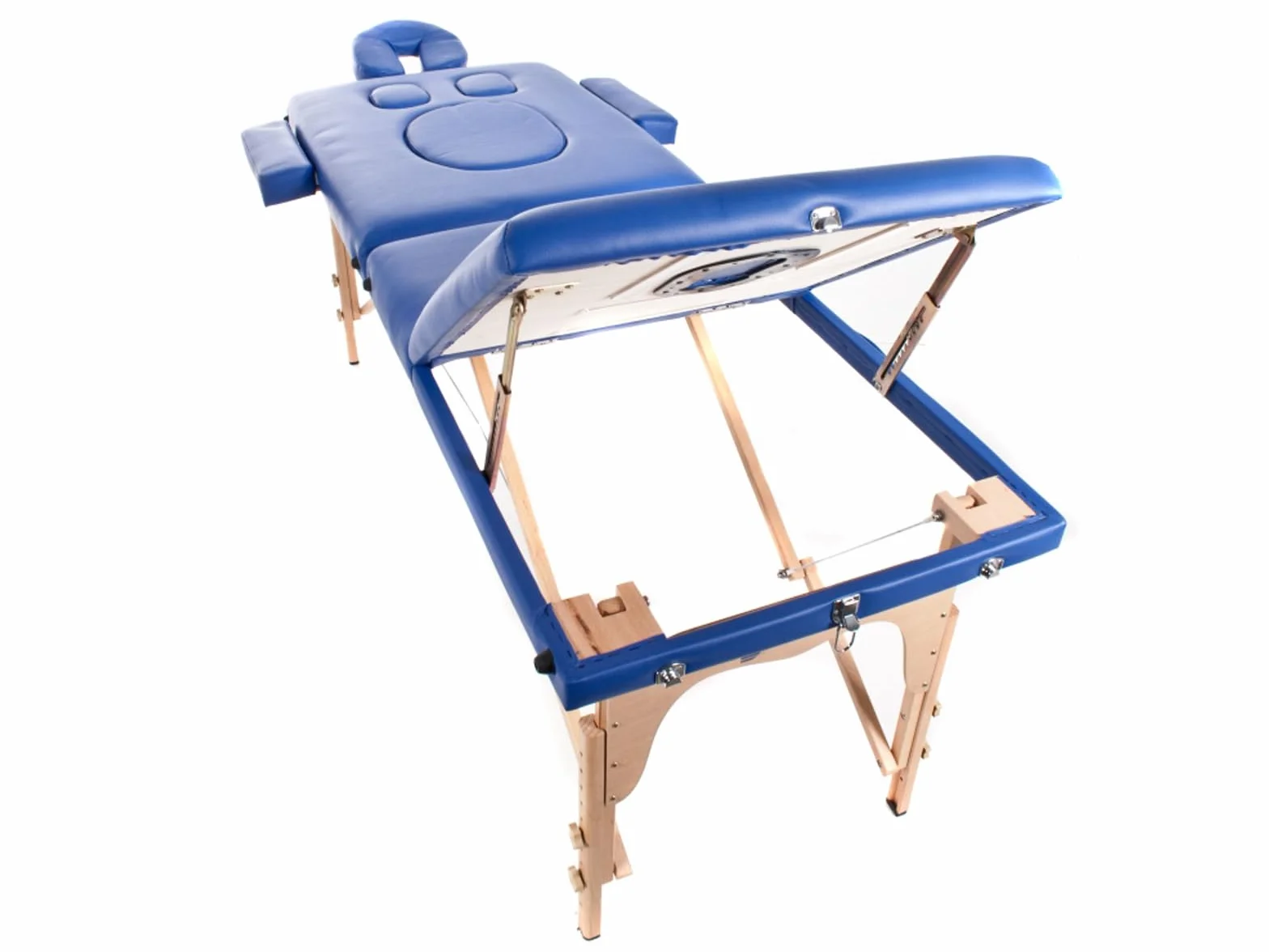 QUIRUMED Table de Massage Grossesse Pliable, 194 x 70 cm, Blanc, Bois, Simili-Cuir, Trou pour barrière, Trou du Visage, tête Amovible, jusqu'à 150 kg