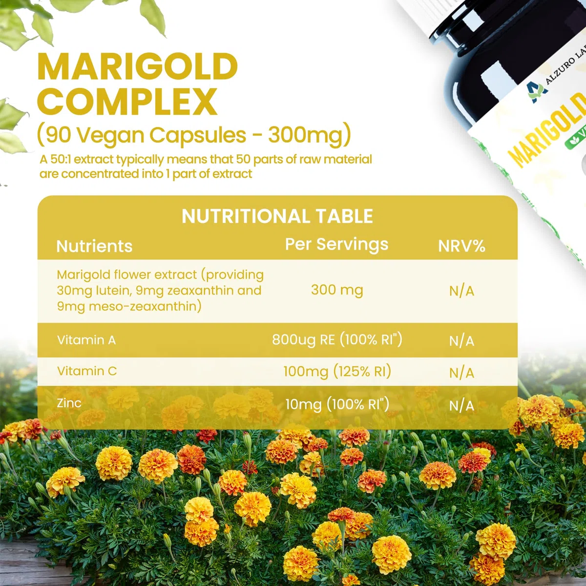 Lutéine 30 mg, Zéaxanthine 9 mg & Méso-zéaxanthine 9 mg | complexe triple caroténoïde pour les yeux | vision normale | vit. A, C & zinc | 90 gélules végétales | BPF & testé en lab. tiers